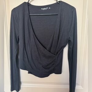 Abercrombie & Fitch Black Long Sleeve Wrap Top